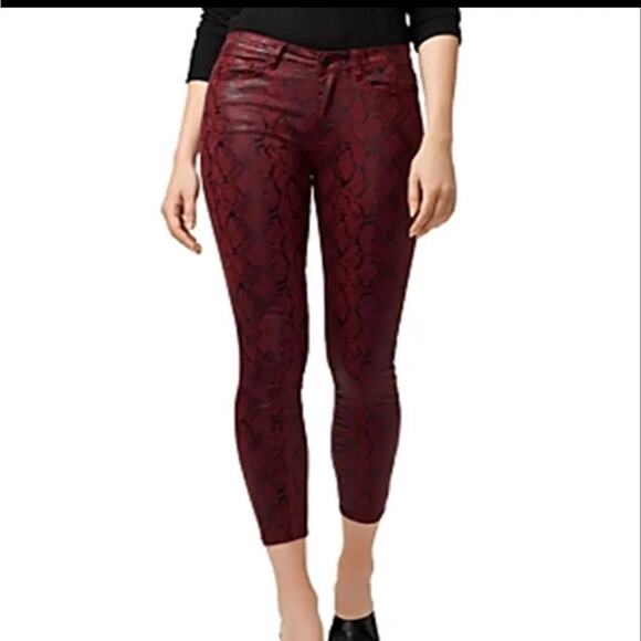Sanctuary Denim Ankle Skinny Jeans Red Black Snake Coated Pants 27 Y2K Goth - Picture 1 of 12